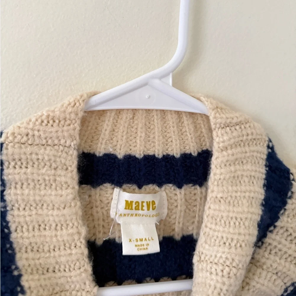 Anthropologie Maeve Striped Mockneck Sweater